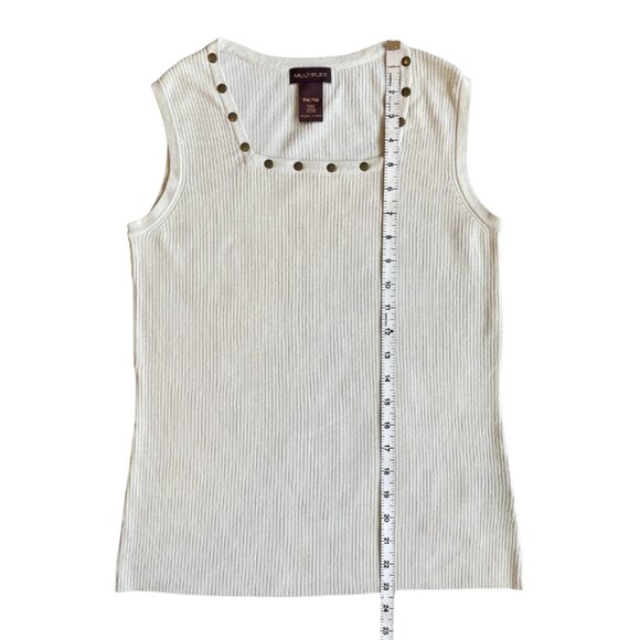 Multiples cream/ivory ribbed tank top with flat brass stud detail size PM - Picture 8 of 8